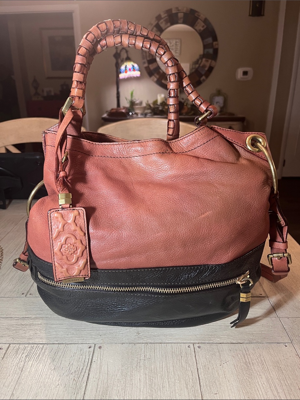 orYANY Two-Tone Leather Shoulder Tote